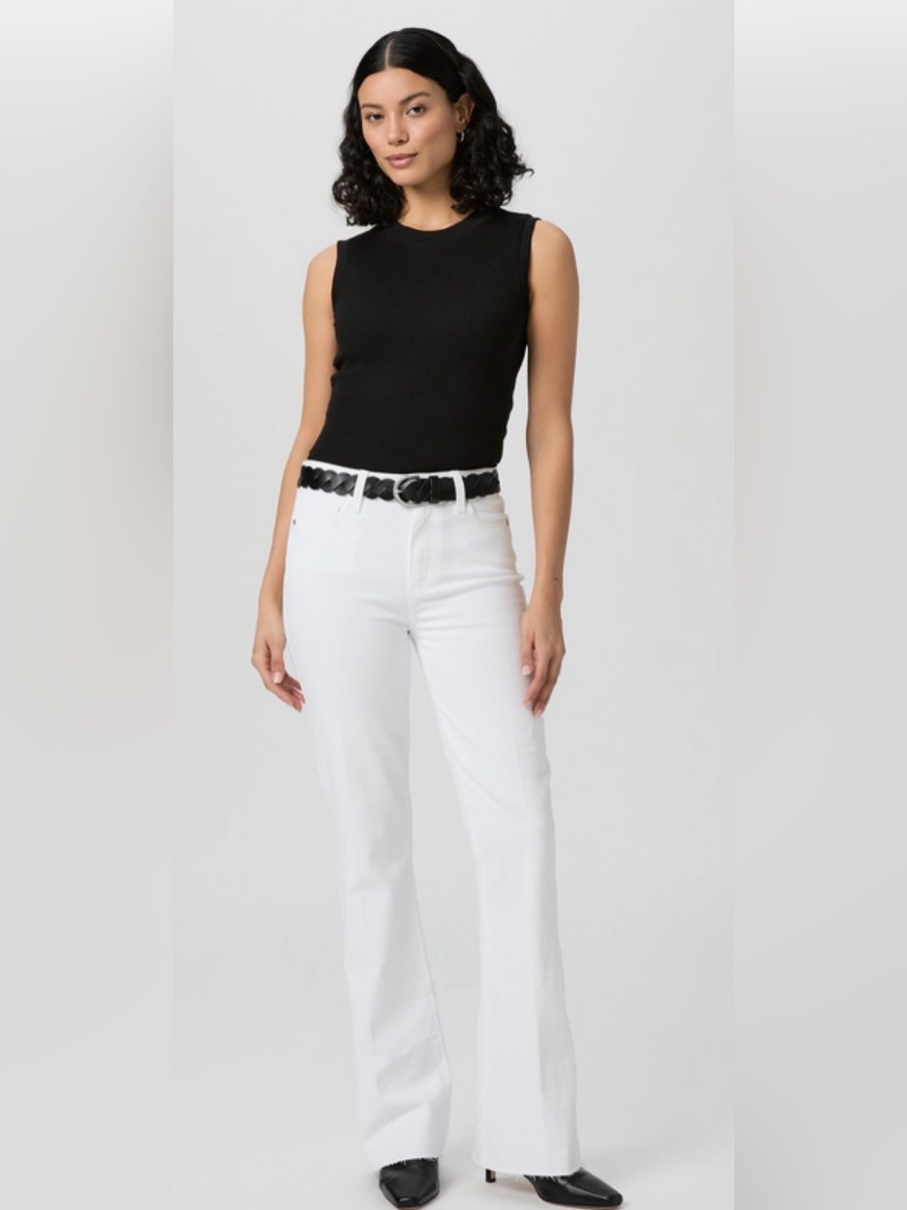 PAIGE white High-Rise Boot Leg Jeans
